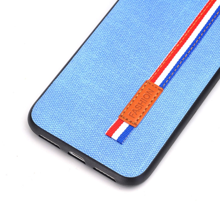 For iPhone X / XS Denim Texture Protective Back Cover Case with Lanyard