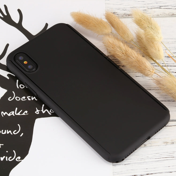For iPhone X 360 Degree Full Coverage Detachable PC Protective Cover Case with Tempered Glass Film