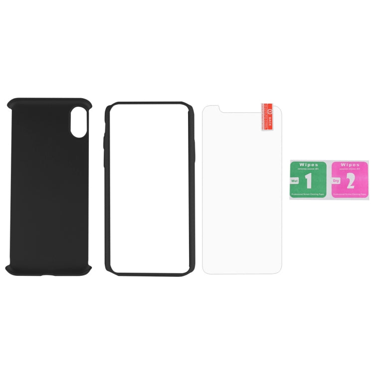For iPhone X 360 Degree Full Coverage Detachable PC Protective Cover Case with Tempered Glass Film