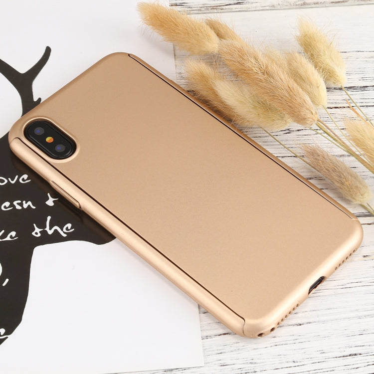 For iPhone X 360 Degree Full Coverage Detachable PC Protective Cover Case with Tempered Glass Film