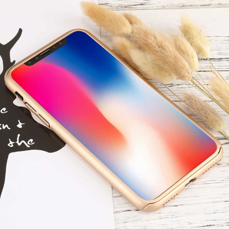 For iPhone X 360 Degree Full Coverage Detachable PC Protective Cover Case with Tempered Glass Film