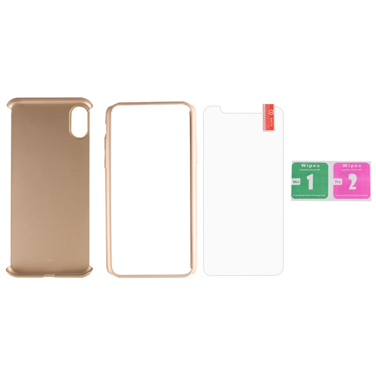 For iPhone X 360 Degree Full Coverage Detachable PC Protective Cover Case with Tempered Glass Film