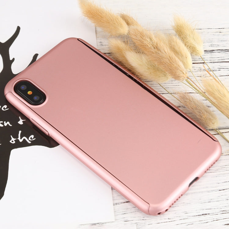 For iPhone X 360 Degree Full Coverage Detachable PC Protective Cover Case with Tempered Glass Film