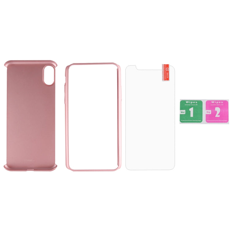 For iPhone X 360 Degree Full Coverage Detachable PC Protective Cover Case with Tempered Glass Film