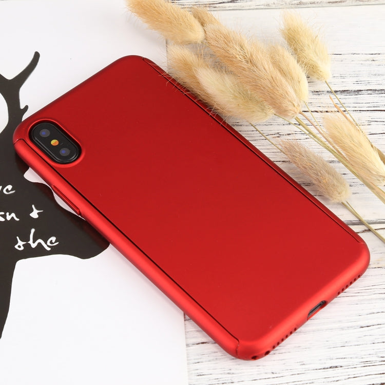 For iPhone X 360 Degree Full Coverage Detachable PC Protective Cover Case with Tempered Glass Film