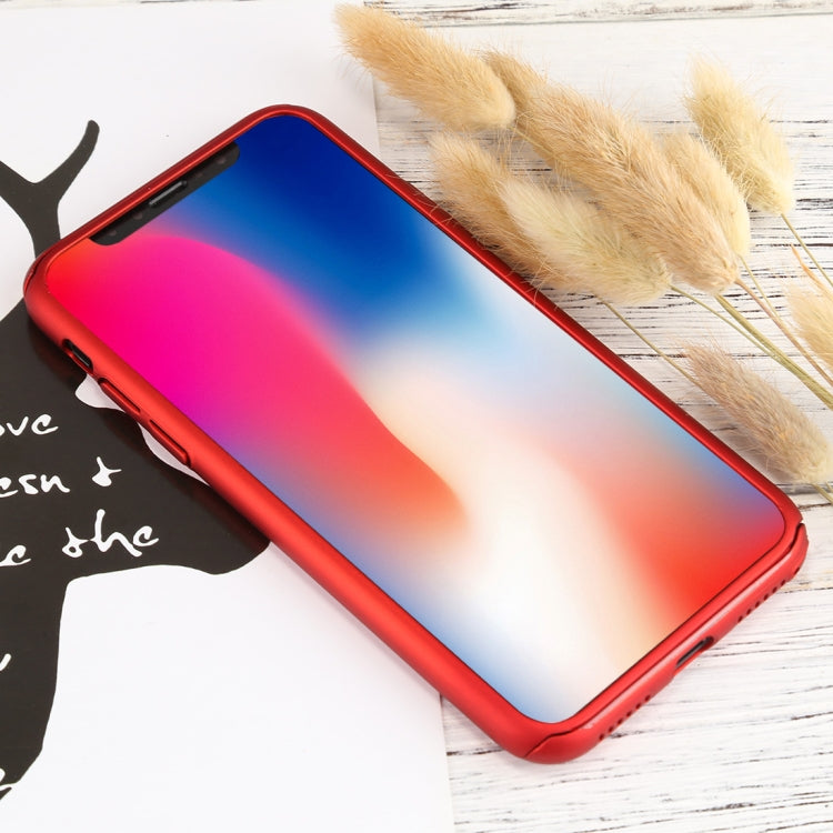 For iPhone X 360 Degree Full Coverage Detachable PC Protective Cover Case with Tempered Glass Film