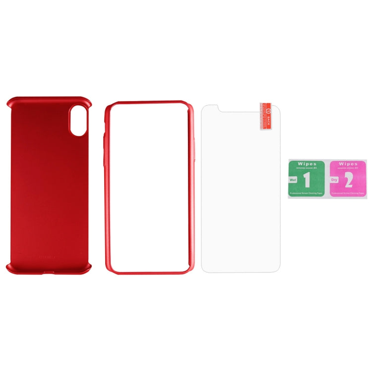 For iPhone X 360 Degree Full Coverage Detachable PC Protective Cover Case with Tempered Glass Film