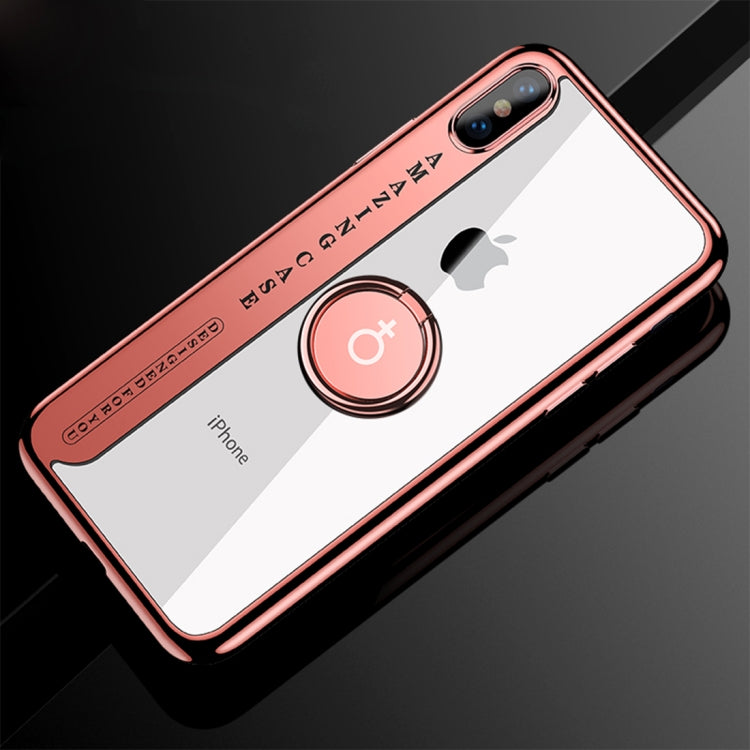For iPhone X CAFELE Ultra-thin Electroplating Soft TPU Protective Back Cover Case with Ring Holder