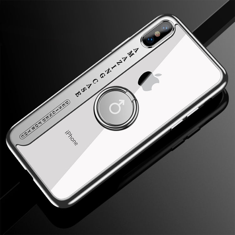 For iPhone X CAFELE Ultra-thin Electroplating Soft TPU Protective Back Cover Case with Ring Holder
