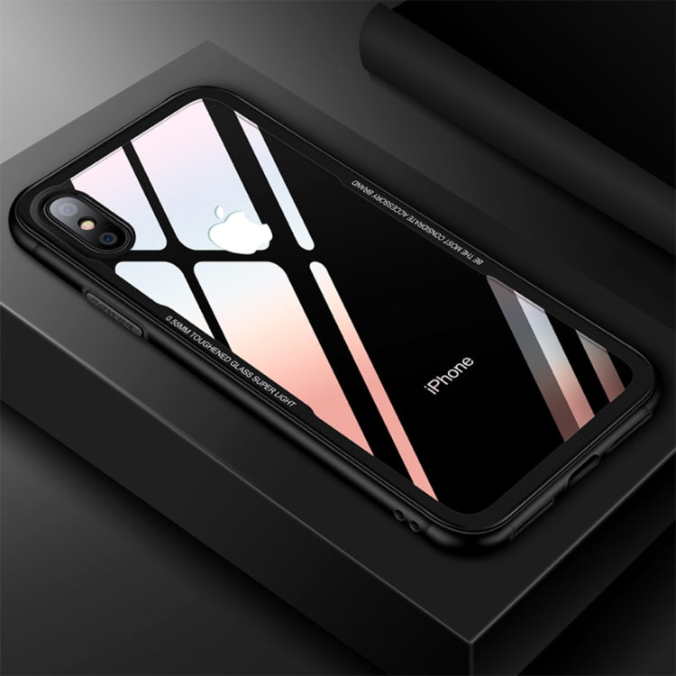 For iPhone X / XS CAFELE TPU + Tempered Glass Shockproof Protective Back Cover Case