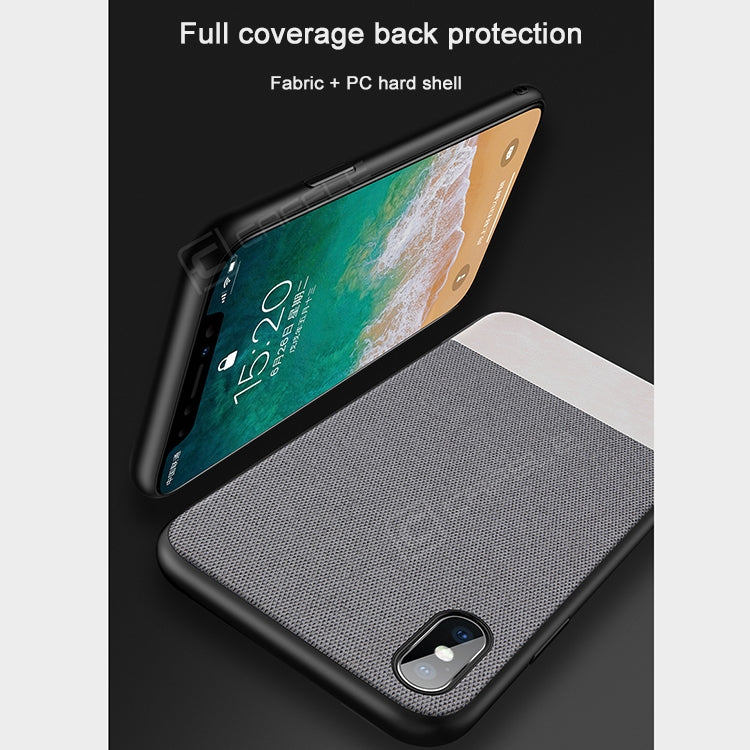 For iPhone X CAFELE Simple Series PC+Fabric+TPU Edge Protective Back Cover Case