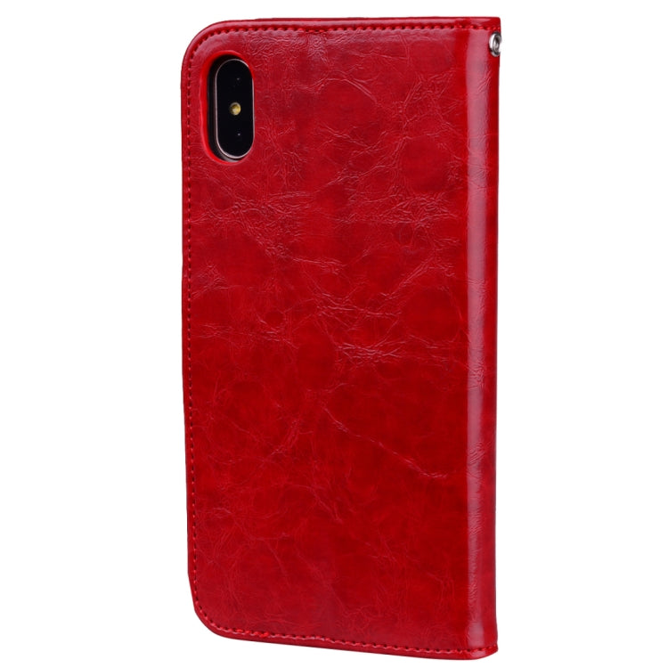 For iPhone X / XS Business Style Oil Wax Texture Horizontal Flip Leather Case with Holder & Card Slots & Wallet