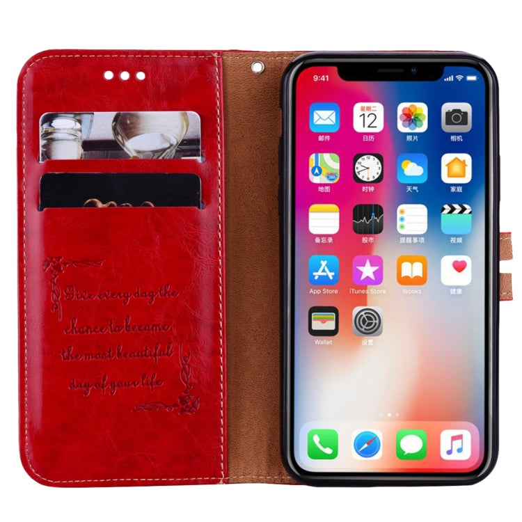 For iPhone X / XS Business Style Oil Wax Texture Horizontal Flip Leather Case with Holder & Card Slots & Wallet