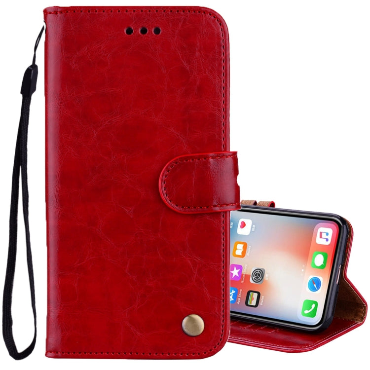 For iPhone X / XS Business Style Oil Wax Texture Horizontal Flip Leather Case with Holder & Card Slots & Wallet