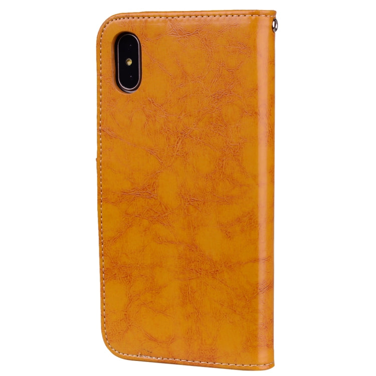 For iPhone X / XS Business Style Oil Wax Texture Horizontal Flip Leather Case with Holder & Card Slots & Wallet