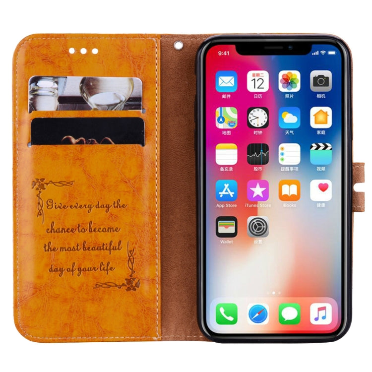 For iPhone X / XS Business Style Oil Wax Texture Horizontal Flip Leather Case with Holder & Card Slots & Wallet