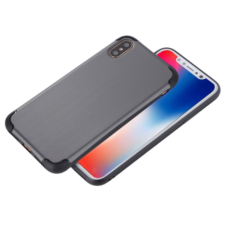 For iPhone X / XS Brushed Texture TPU Dropproof Protective Back Cover Case