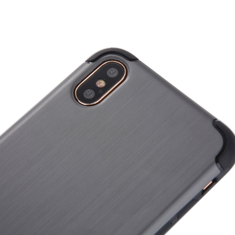 For iPhone X / XS Brushed Texture TPU Dropproof Protective Back Cover Case
