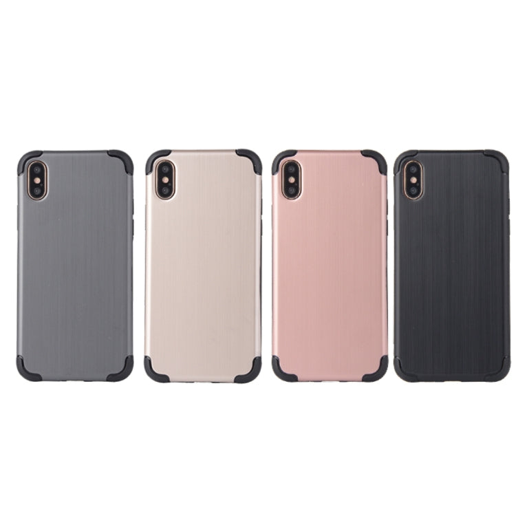 For iPhone X / XS Brushed Texture TPU Dropproof Protective Back Cover Case
