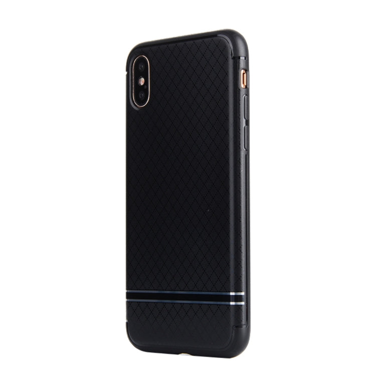 For iPhone X / XS Rhombus Texture TPU + PC Frosted Dropproof Protective Back Cover Case