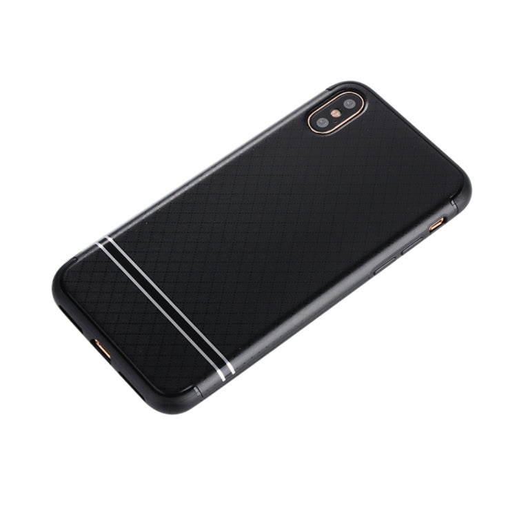 For iPhone X / XS Rhombus Texture TPU + PC Frosted Dropproof Protective Back Cover Case