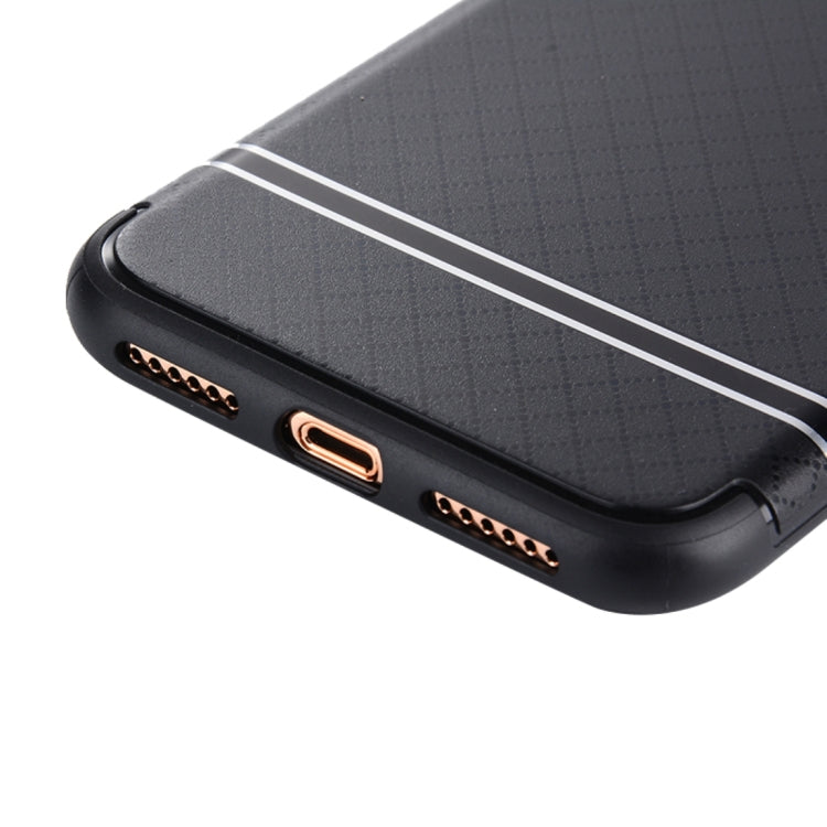 For iPhone X / XS Rhombus Texture TPU + PC Frosted Dropproof Protective Back Cover Case