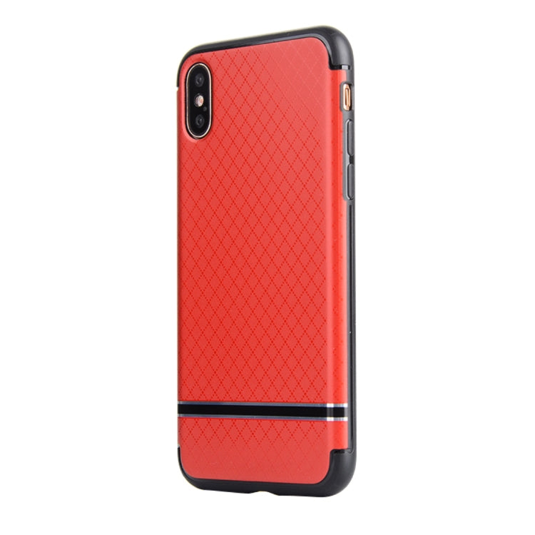 For iPhone X / XS Rhombus Texture TPU + PC Frosted Dropproof Protective Back Cover Case