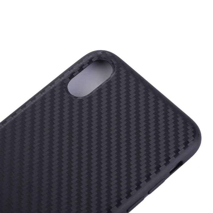 For iPhone X / XS Carbon Fiber Texture TPU Dropproof Protective Back Cover Case (Black)