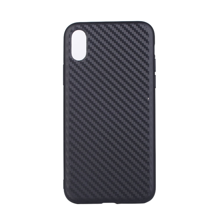 For iPhone X / XS Carbon Fiber Texture TPU Dropproof Protective Back Cover Case (Black)