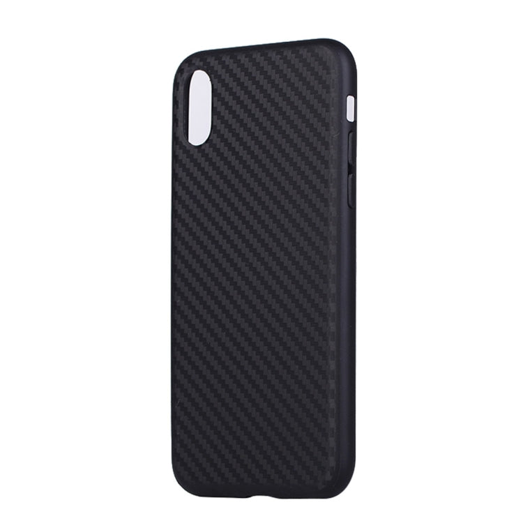 For iPhone X / XS Carbon Fiber Texture TPU Dropproof Protective Back Cover Case (Black)