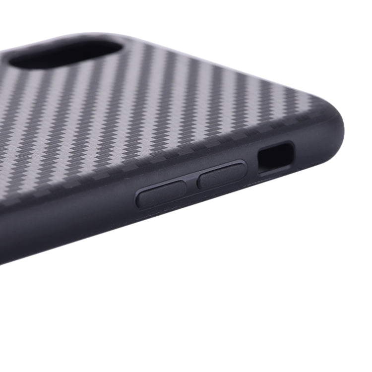 For iPhone X / XS Carbon Fiber Texture TPU Dropproof Protective Back Cover Case (Black)