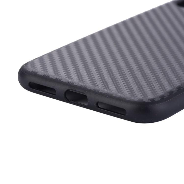 For iPhone X / XS Carbon Fiber Texture TPU Dropproof Protective Back Cover Case (Black)