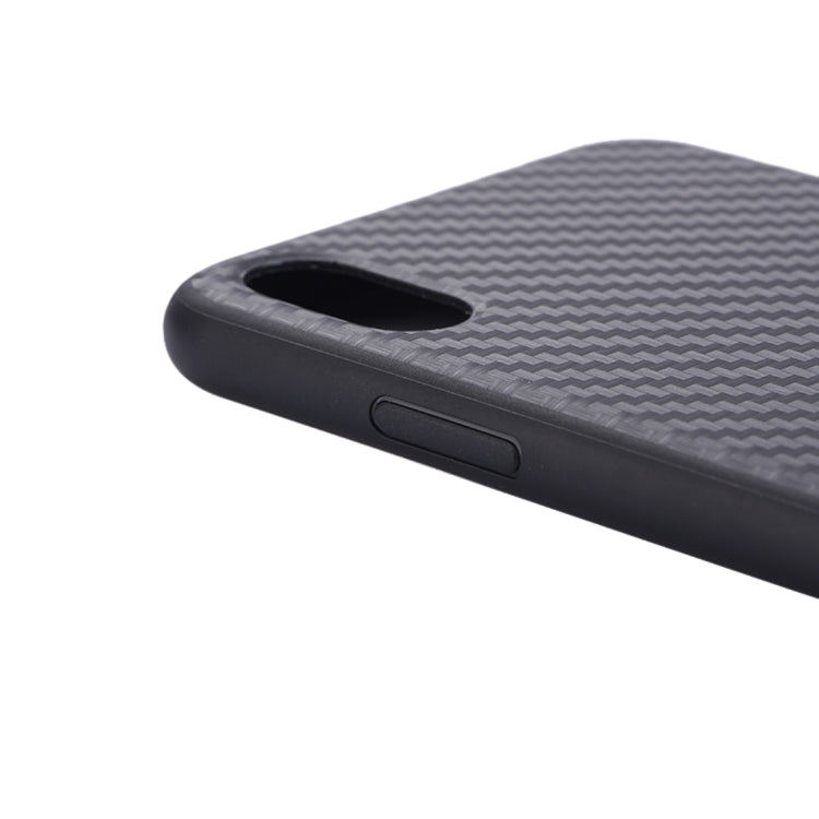For iPhone X / XS Carbon Fiber Texture TPU Dropproof Protective Back Cover Case (Black)