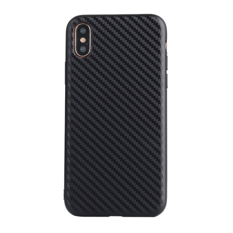 For iPhone X / XS Carbon Fiber Texture TPU Dropproof Protective Back Cover Case (Black)