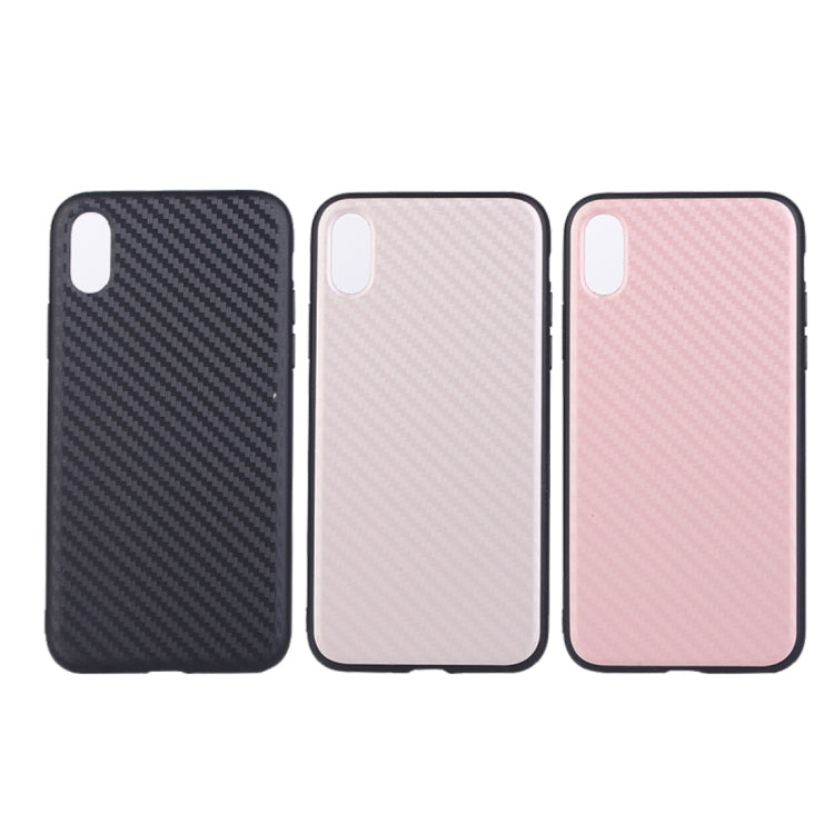 For iPhone X / XS Carbon Fiber Texture TPU Dropproof Protective Back Cover Case (Black)