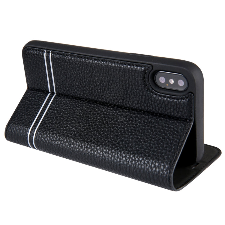 For iPhone X / XS Litchi Texture Horizontal Flip Leather Case with Holder & Card Slots