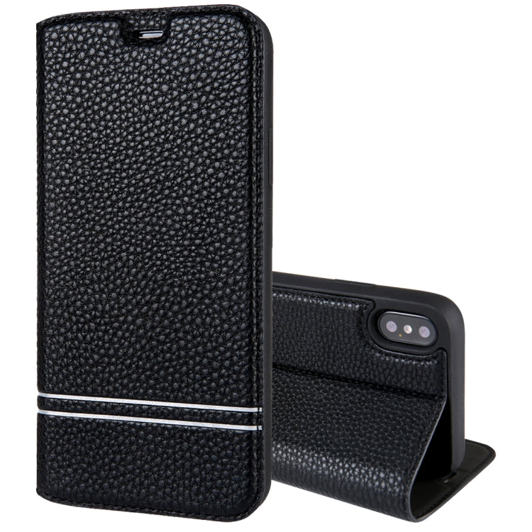 For iPhone X / XS Litchi Texture Horizontal Flip Leather Case with Holder & Card Slots