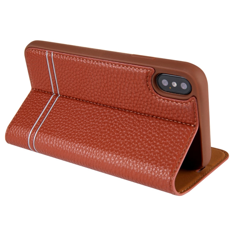 For iPhone X / XS Litchi Texture Horizontal Flip Leather Case with Holder & Card Slots