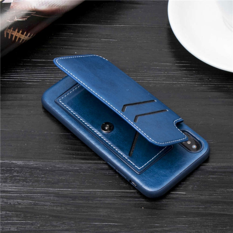 For iPhone X / XS Simple Leather Texture TPU Magnetic Leather Case with Holder & Card Slots & Wallet