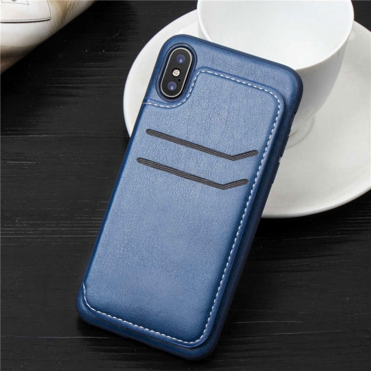 For iPhone X / XS Simple Leather Texture TPU Magnetic Leather Case with Holder & Card Slots & Wallet