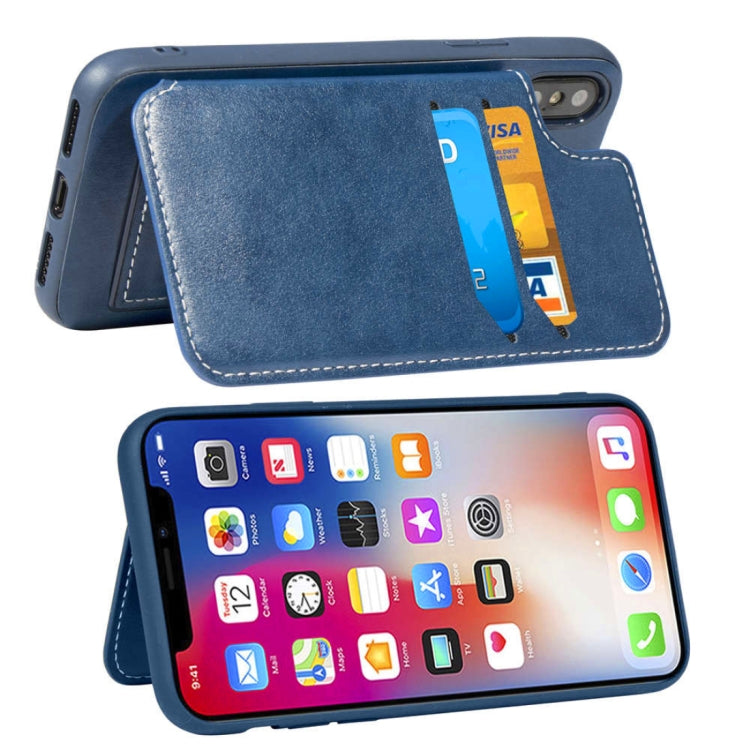 For iPhone X / XS Simple Leather Texture TPU Magnetic Leather Case with Holder & Card Slots & Wallet