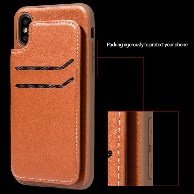 For iPhone X / XS Simple Leather Texture TPU Magnetic Leather Case with Holder & Card Slots & Wallet