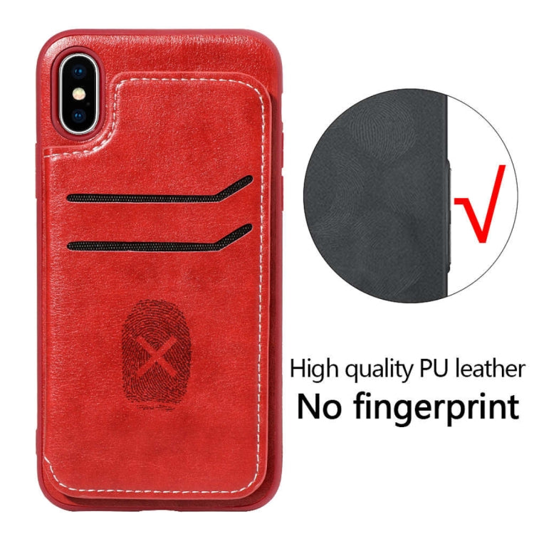 For iPhone X / XS Simple Leather Texture TPU Magnetic Leather Case with Holder & Card Slots & Wallet