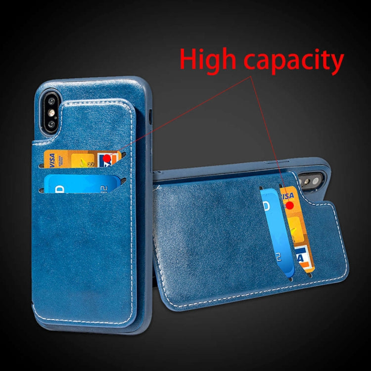 For iPhone X / XS Simple Leather Texture TPU Magnetic Leather Case with Holder & Card Slots & Wallet