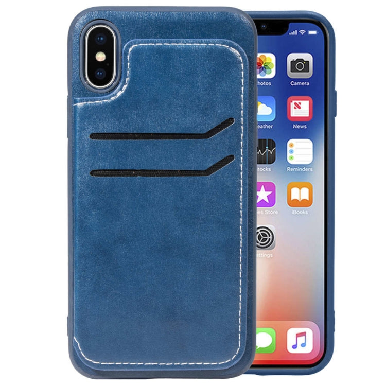 For iPhone X / XS Simple Leather Texture TPU Magnetic Leather Case with Holder & Card Slots & Wallet