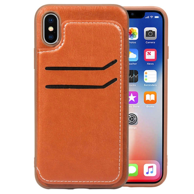 For iPhone X / XS Simple Leather Texture TPU Magnetic Leather Case with Holder & Card Slots & Wallet