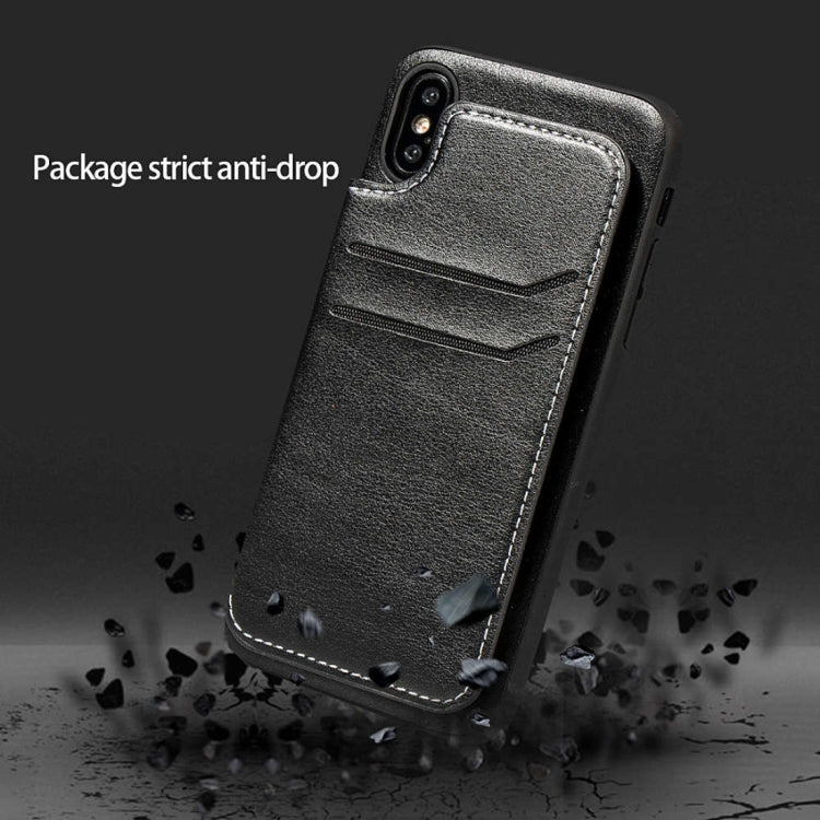 For iPhone X / XS Simple Leather Texture TPU Magnetic Leather Case with Holder & Card Slots & Wallet