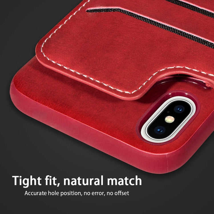 For iPhone X / XS Simple Leather Texture TPU Magnetic Leather Case with Holder & Card Slots & Wallet