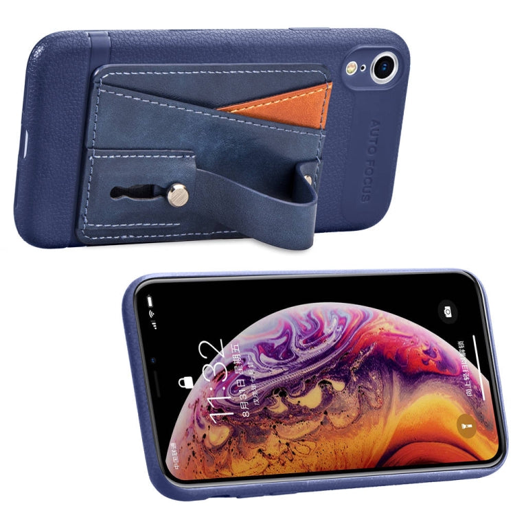 For iPhone X Litchi Texture Full Coverage Shockproof TPU Case with Card Slots & Holder