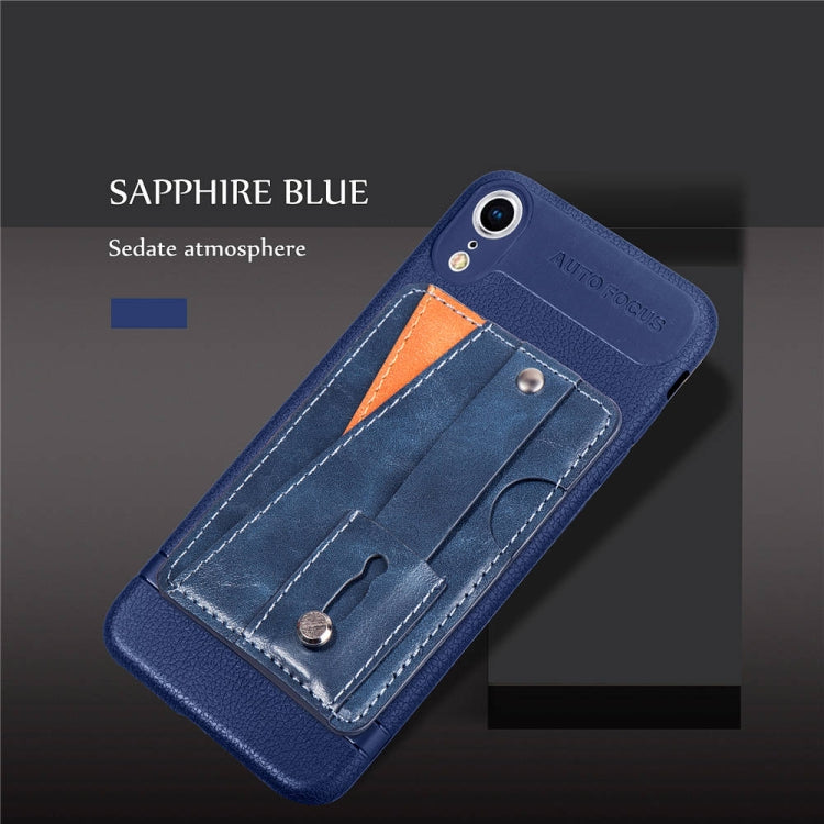 For iPhone X Litchi Texture Full Coverage Shockproof TPU Case with Card Slots & Holder